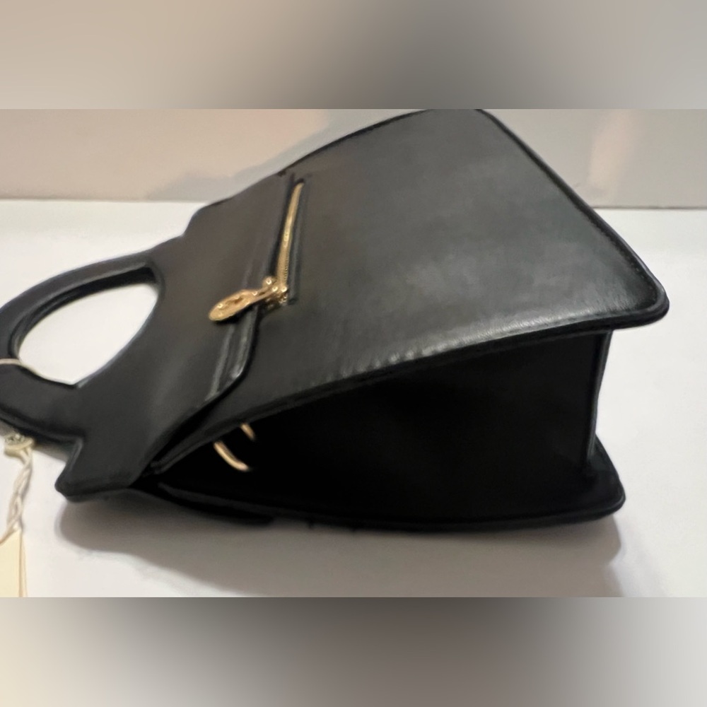 Valentino Orlandi Leather Top Handle Black Crossbody Bag V-2002 - Picture 6 of 11